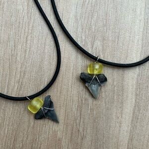 Real Shark Tooth Pendant Surfer Necklace FOSSIL WARE Beach New- 2 PACK
